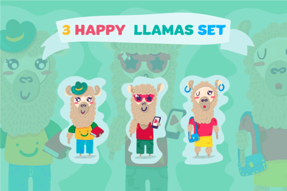 Cartoon Lama Characters Set Review