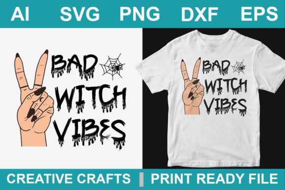 Halloween T-Shirt Design Bad Witch Vibes Review